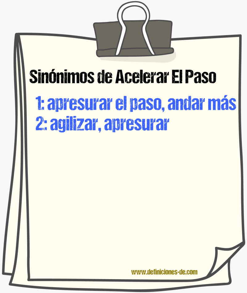 Sinónimos de acelerar el paso