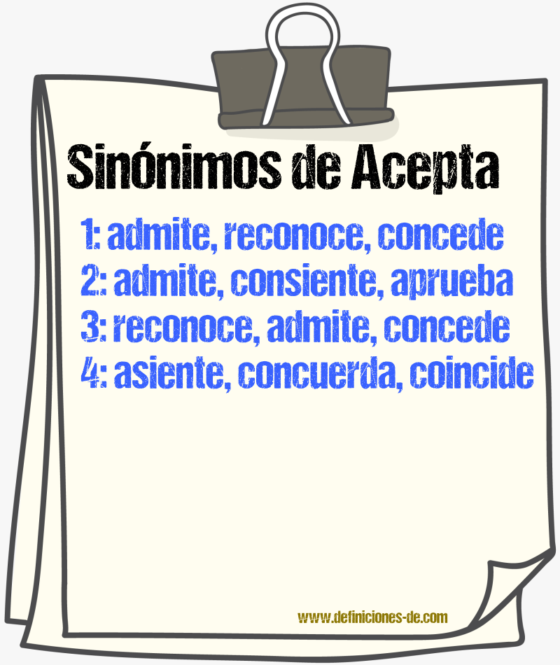 Sinónimos de acepta