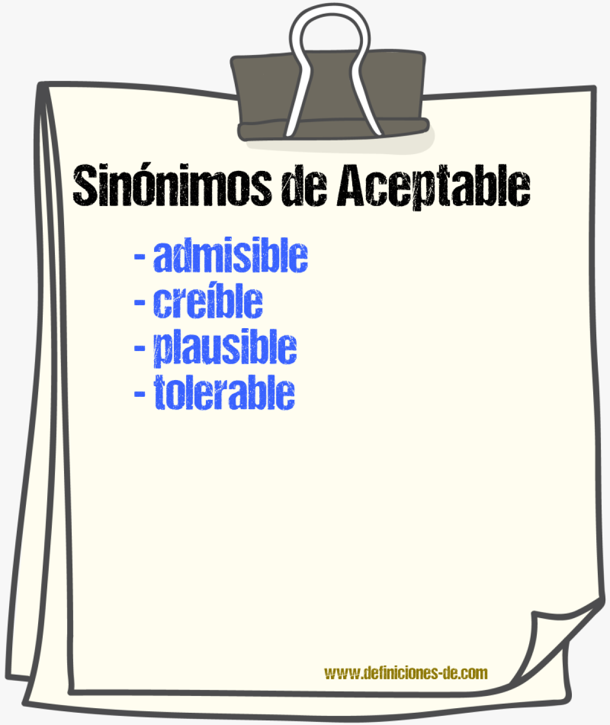 Sinnimos de aceptable