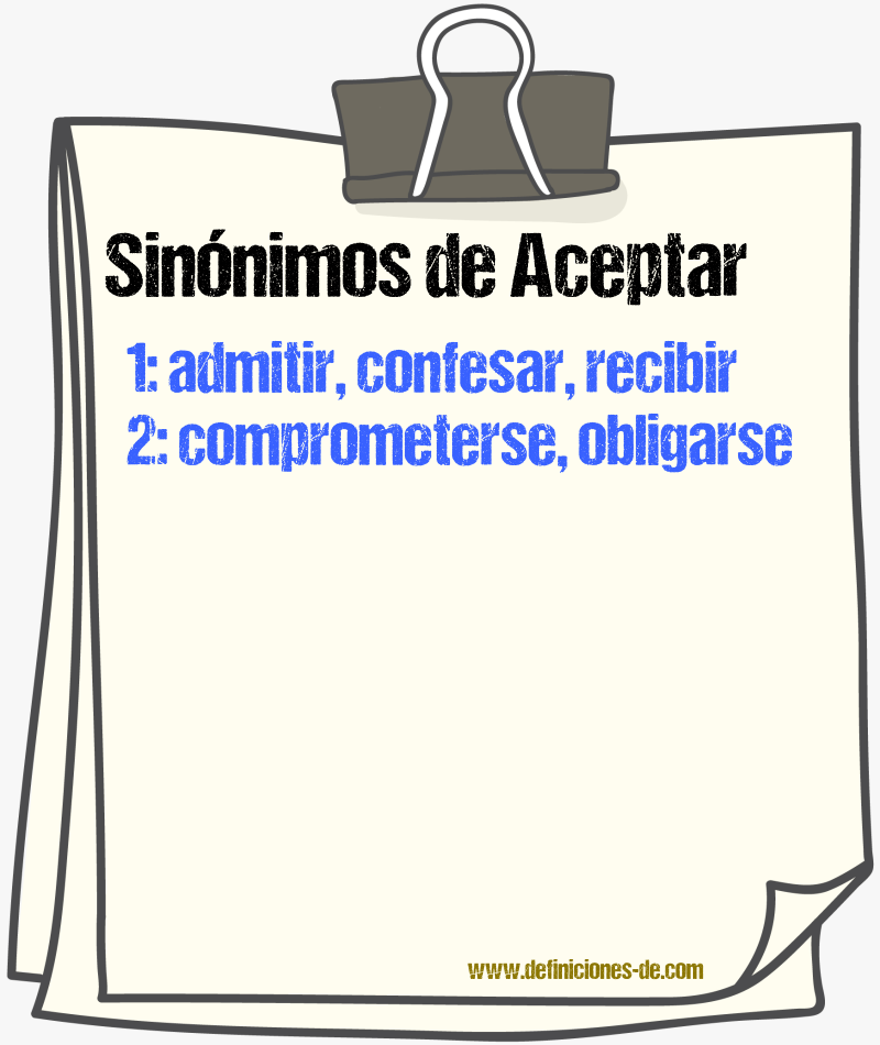 Sinnimos de aceptar