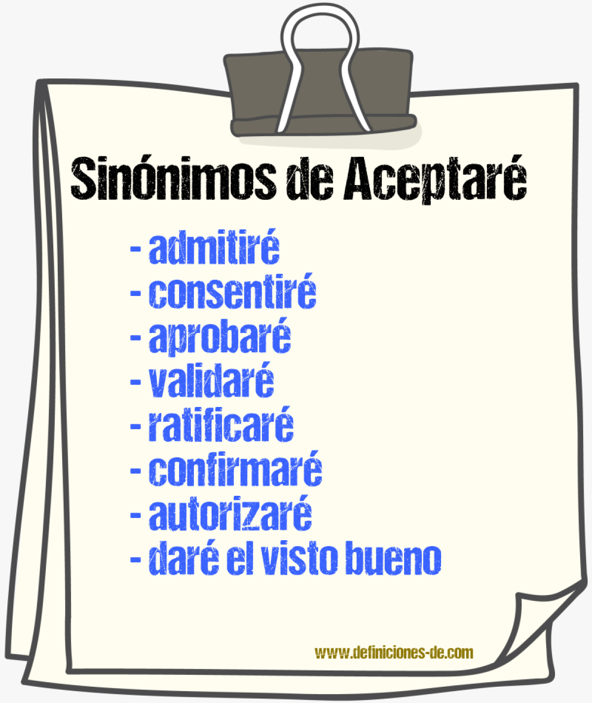 Sinónimos de aceptaré