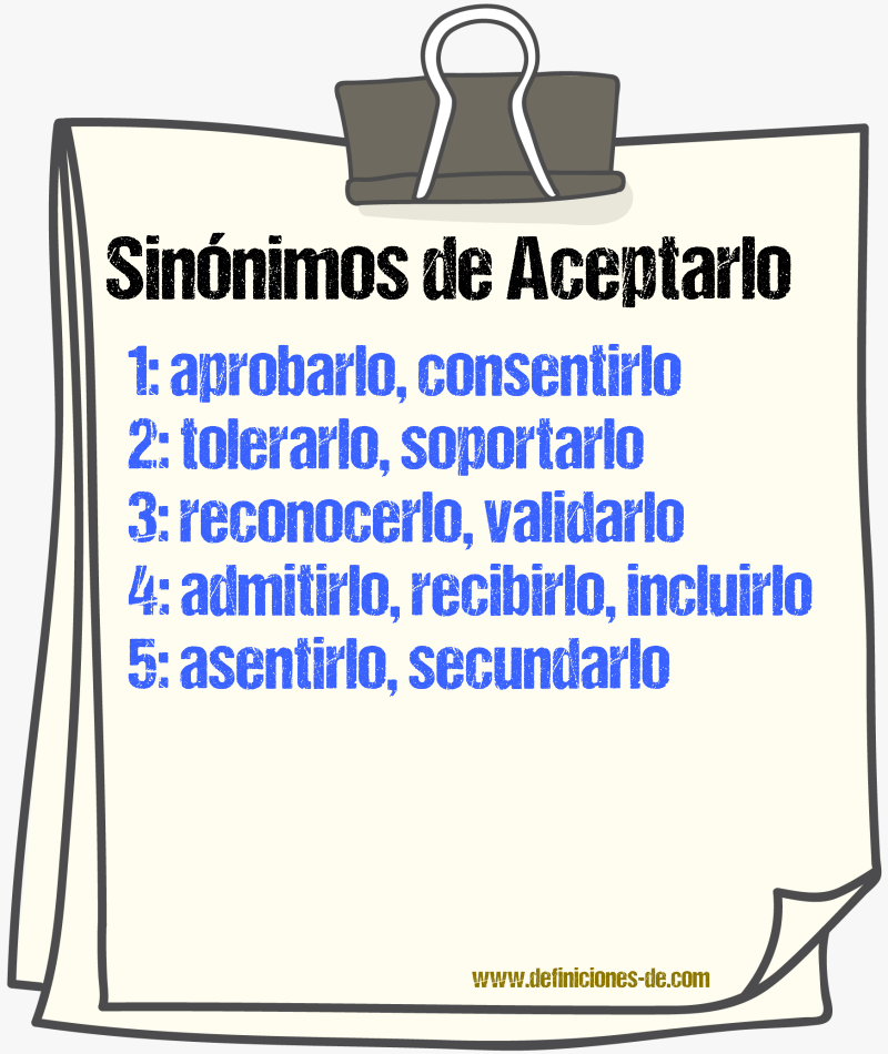 Sinónimos de aceptarlo