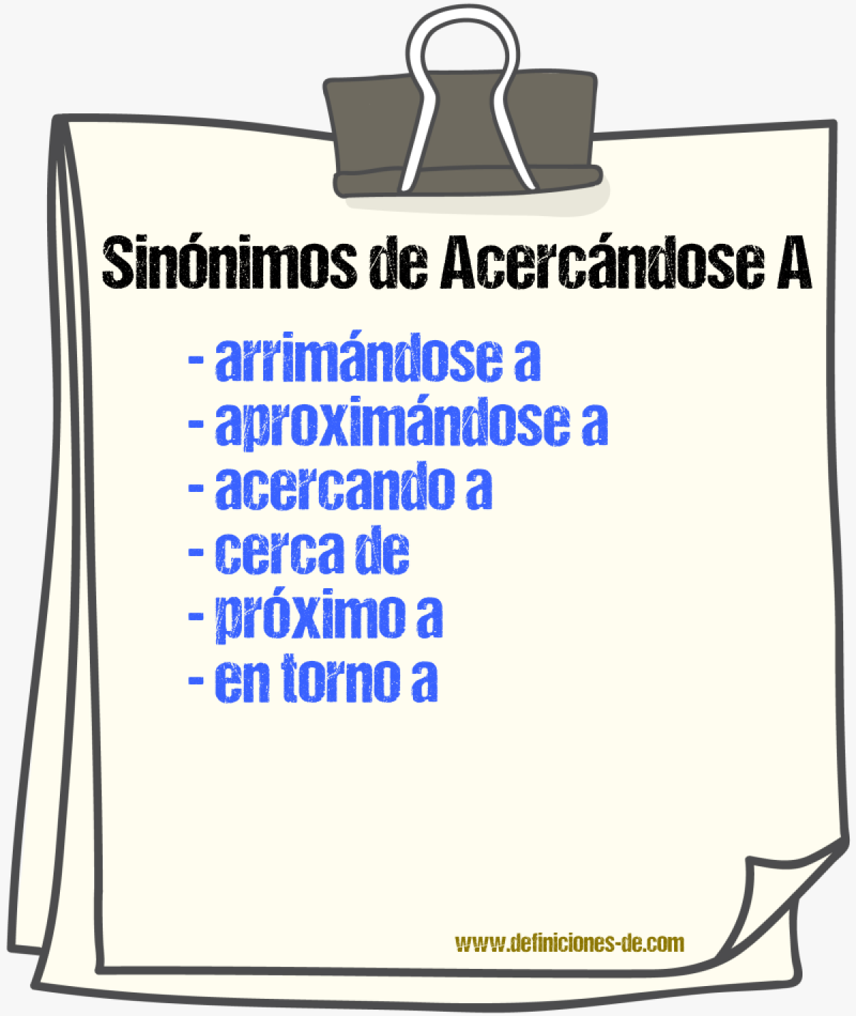 Sinónimos de acercándose a
