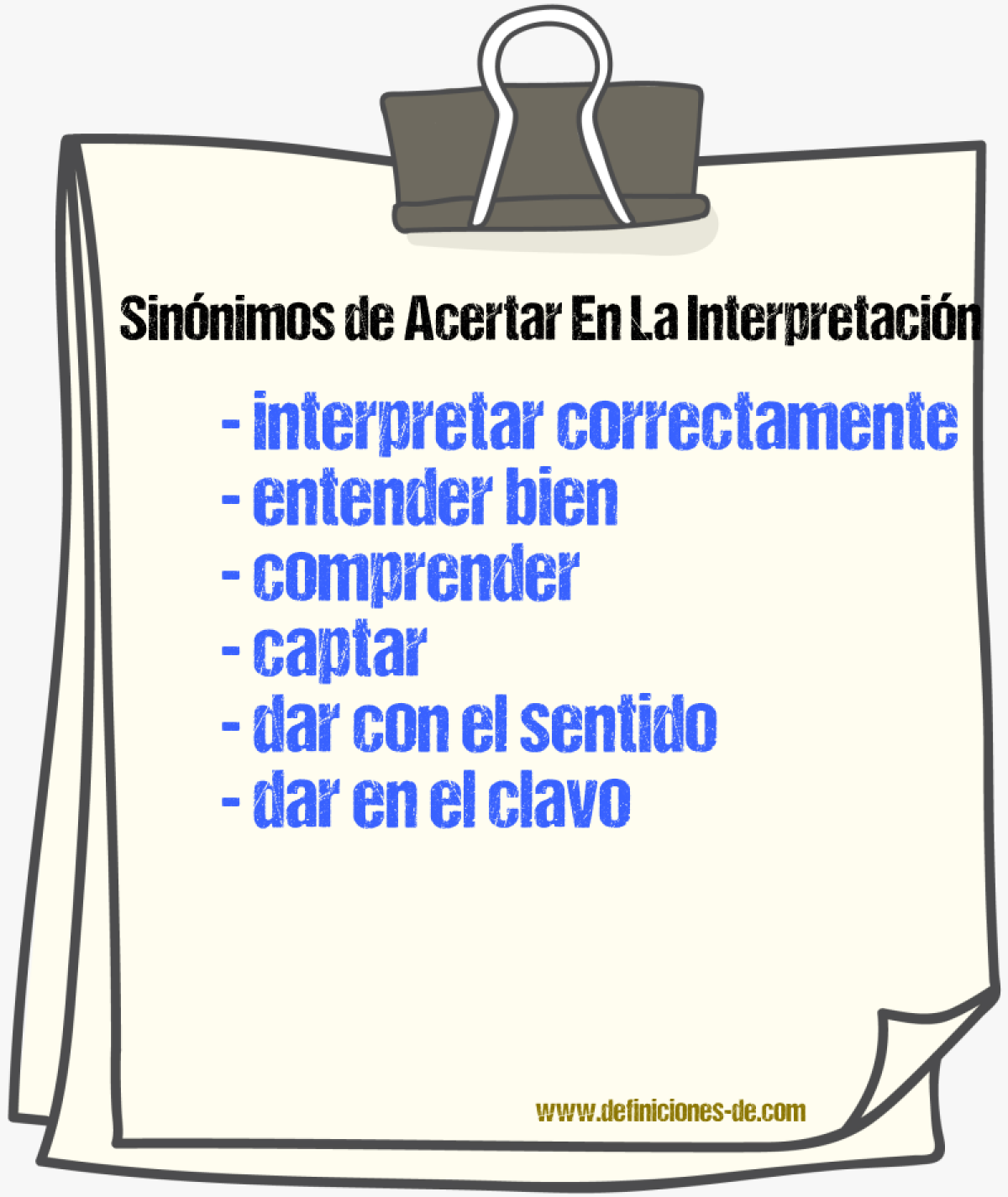 Sinónimos de acertar en la interpretación