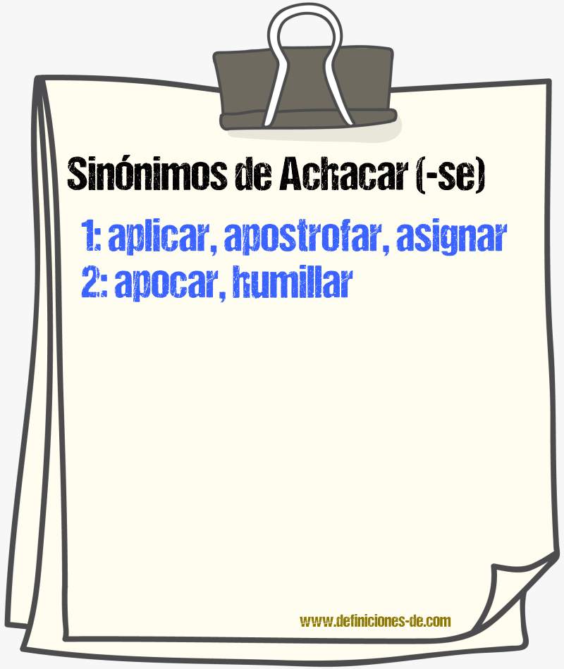 Sinnimos de achacar