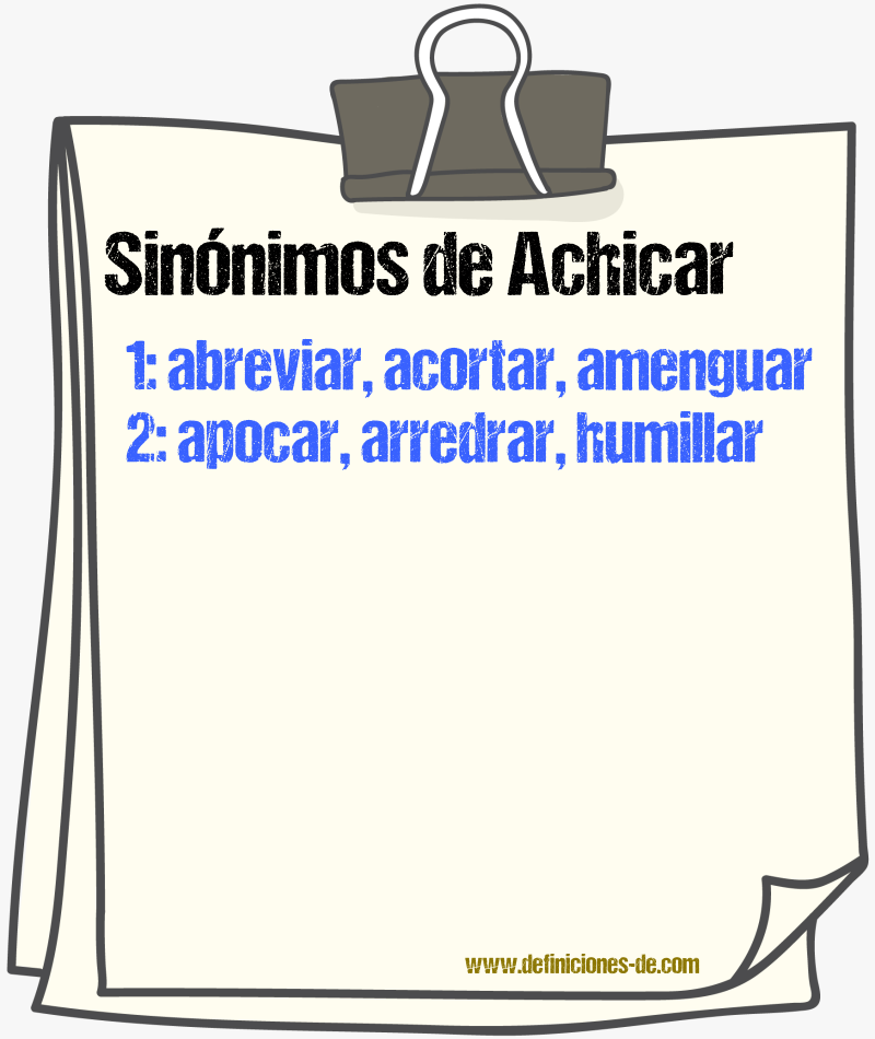 Sinnimos de achicar