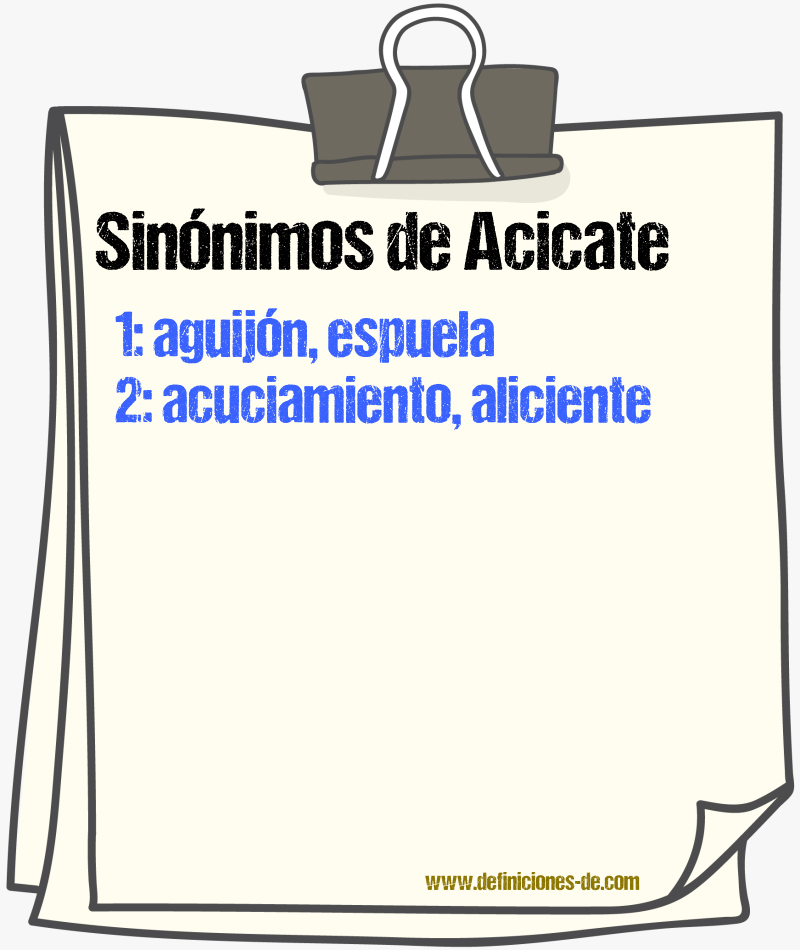 Sinnimos de acicate