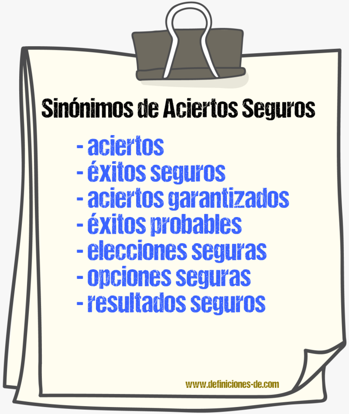 Sinónimos de aciertos seguros