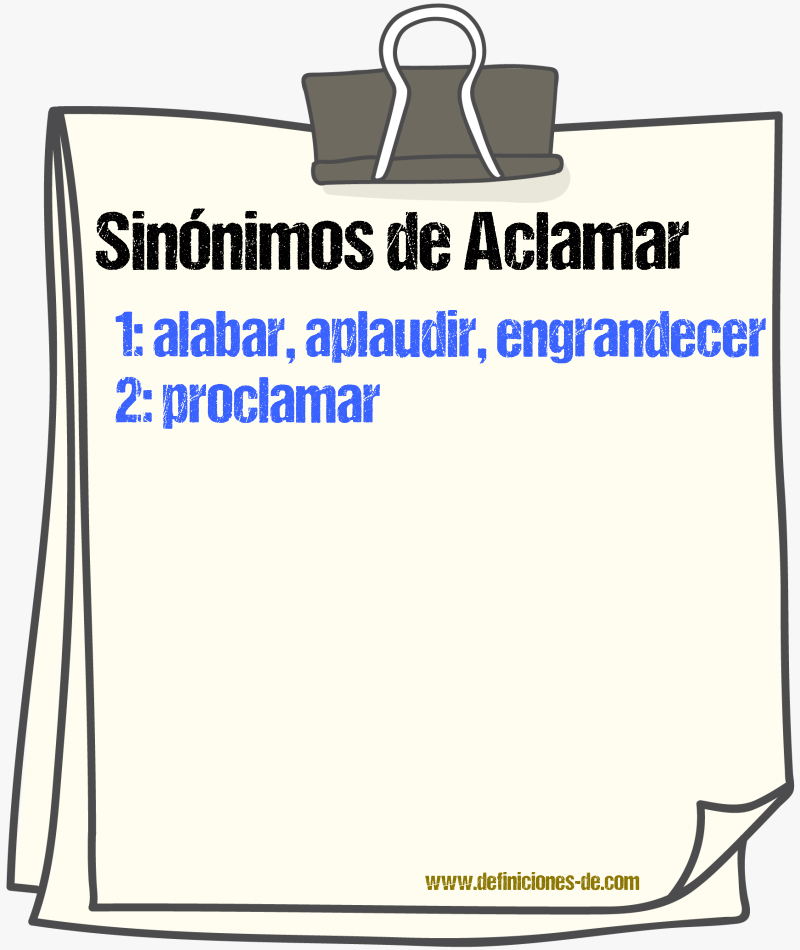 Sinnimos de aclamar