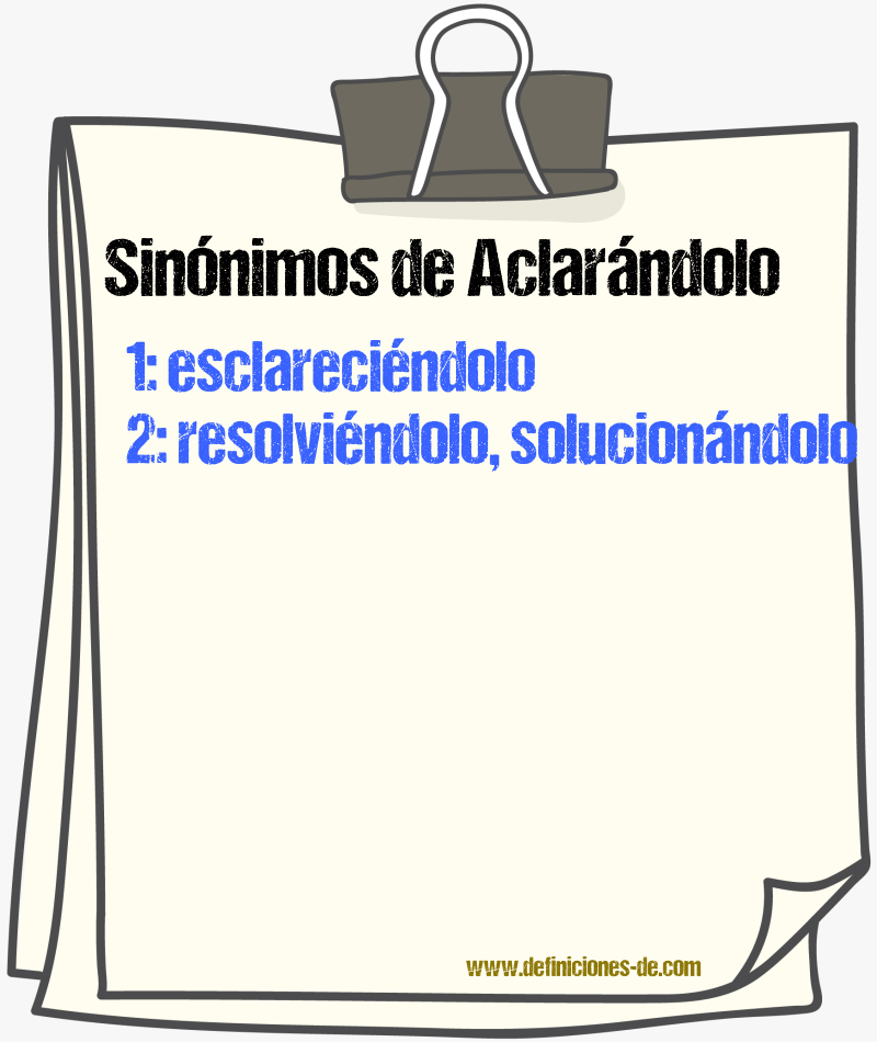 Sinónimos de aclarándolo