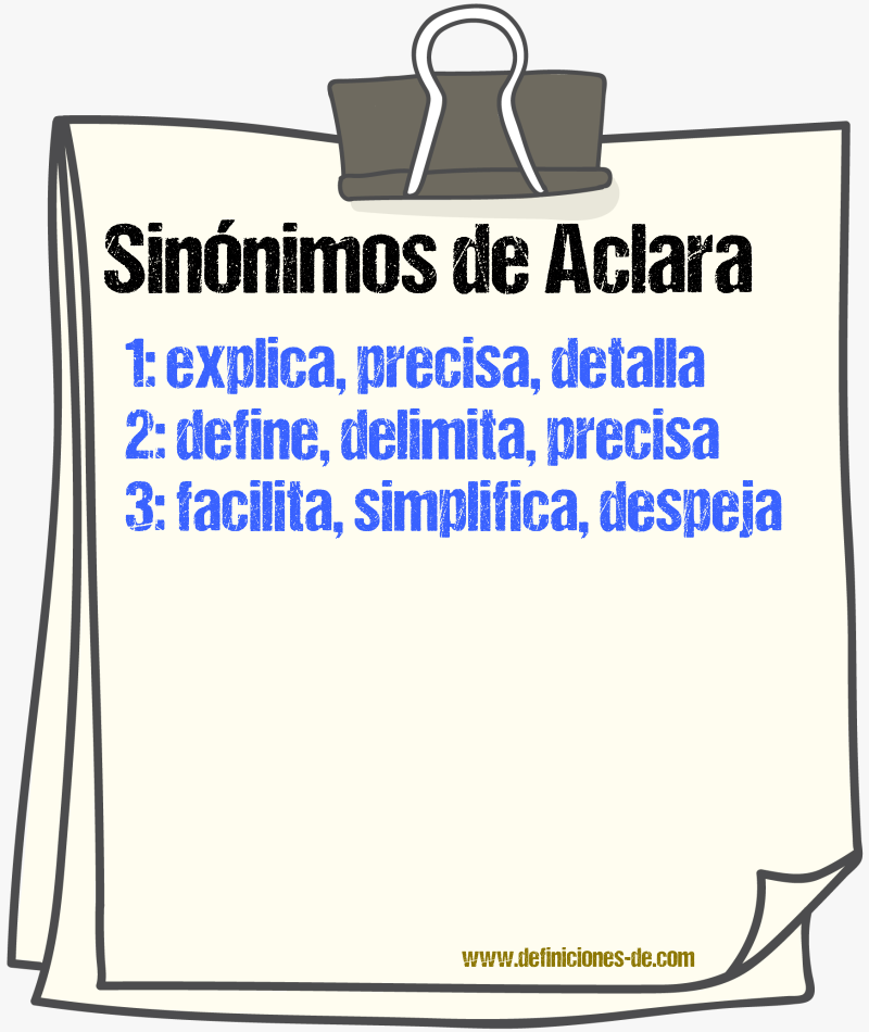 Sinónimos de aclara