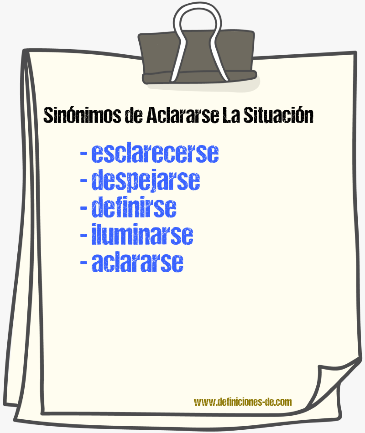 Sinónimos de aclararse la situación