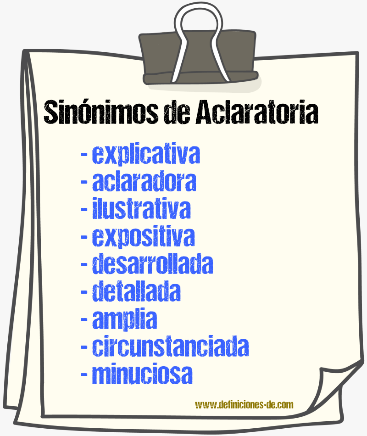 Sinónimos de aclaratoria