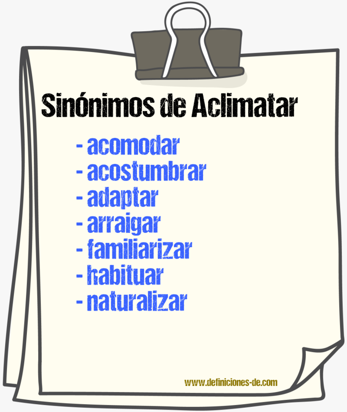 Sinnimos de aclimatar