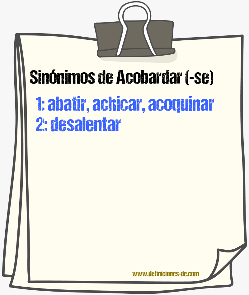 Sinnimos de acobardar