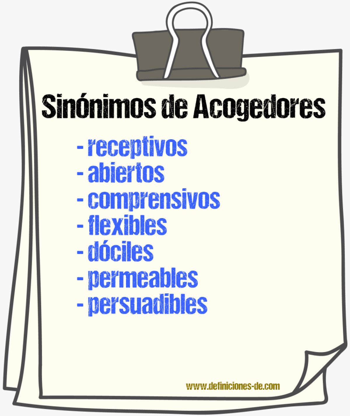 Sinónimos de acogedores