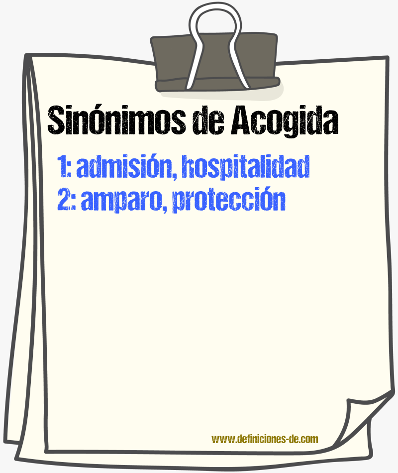 Sinnimos de acogida