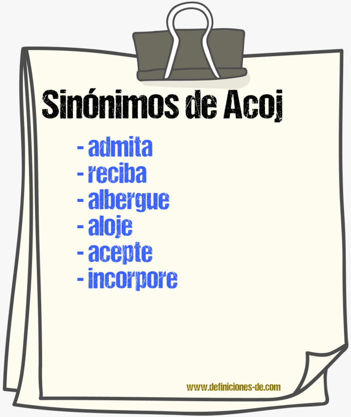 Sinónimos de acojа