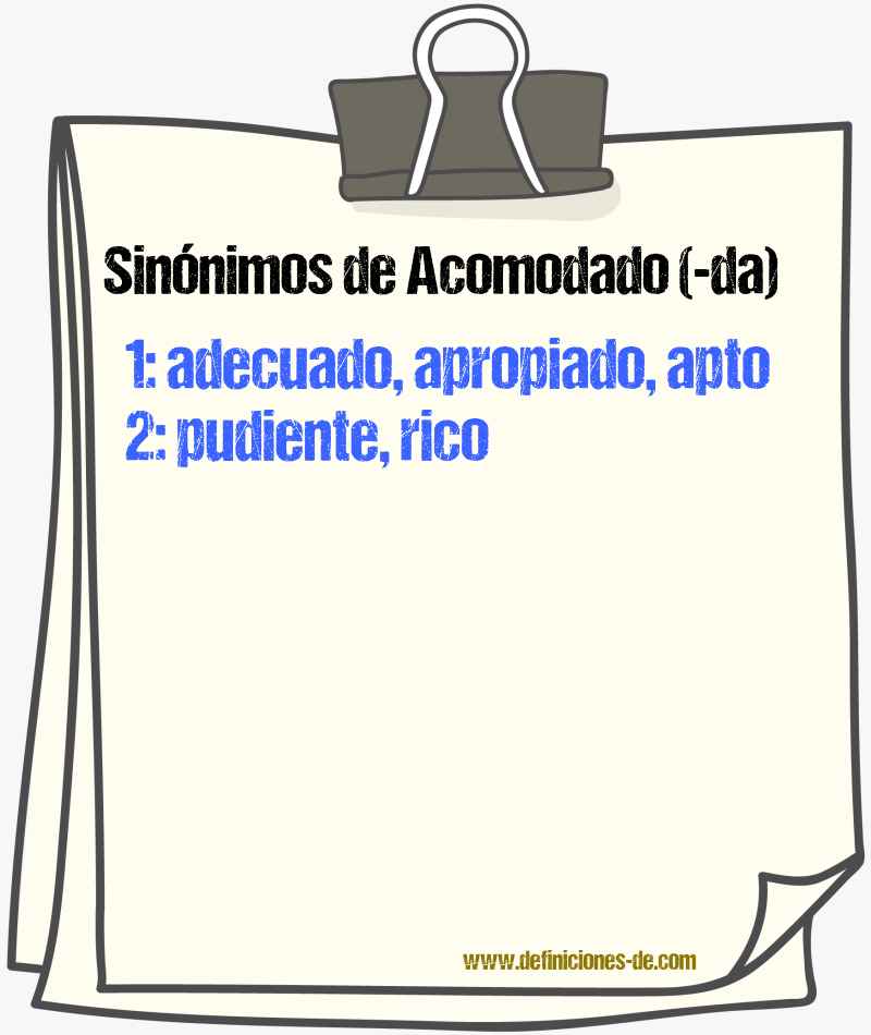 Sinnimos de acomodado