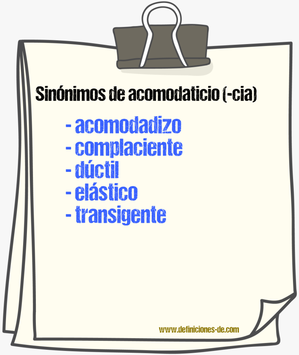 Sinnimos de acomodaticio