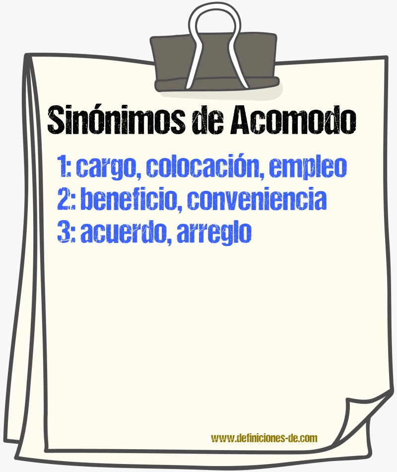 Sinnimos de acomodo