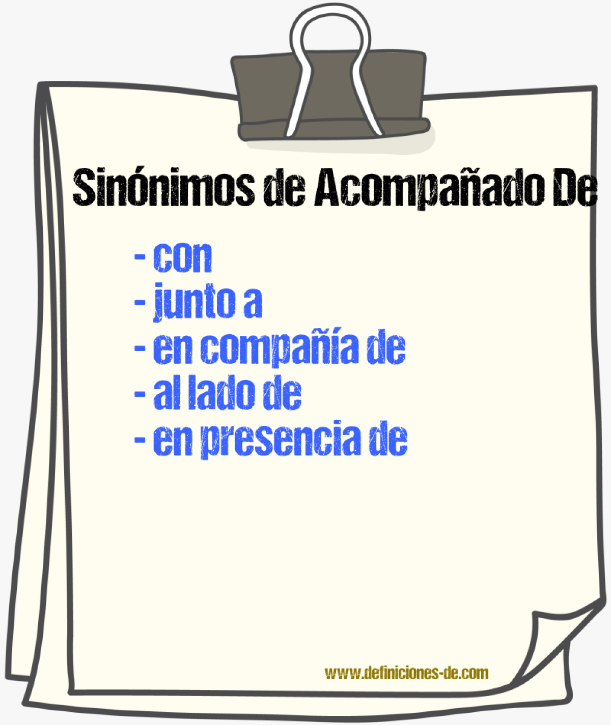 Sinónimos de acompañado de