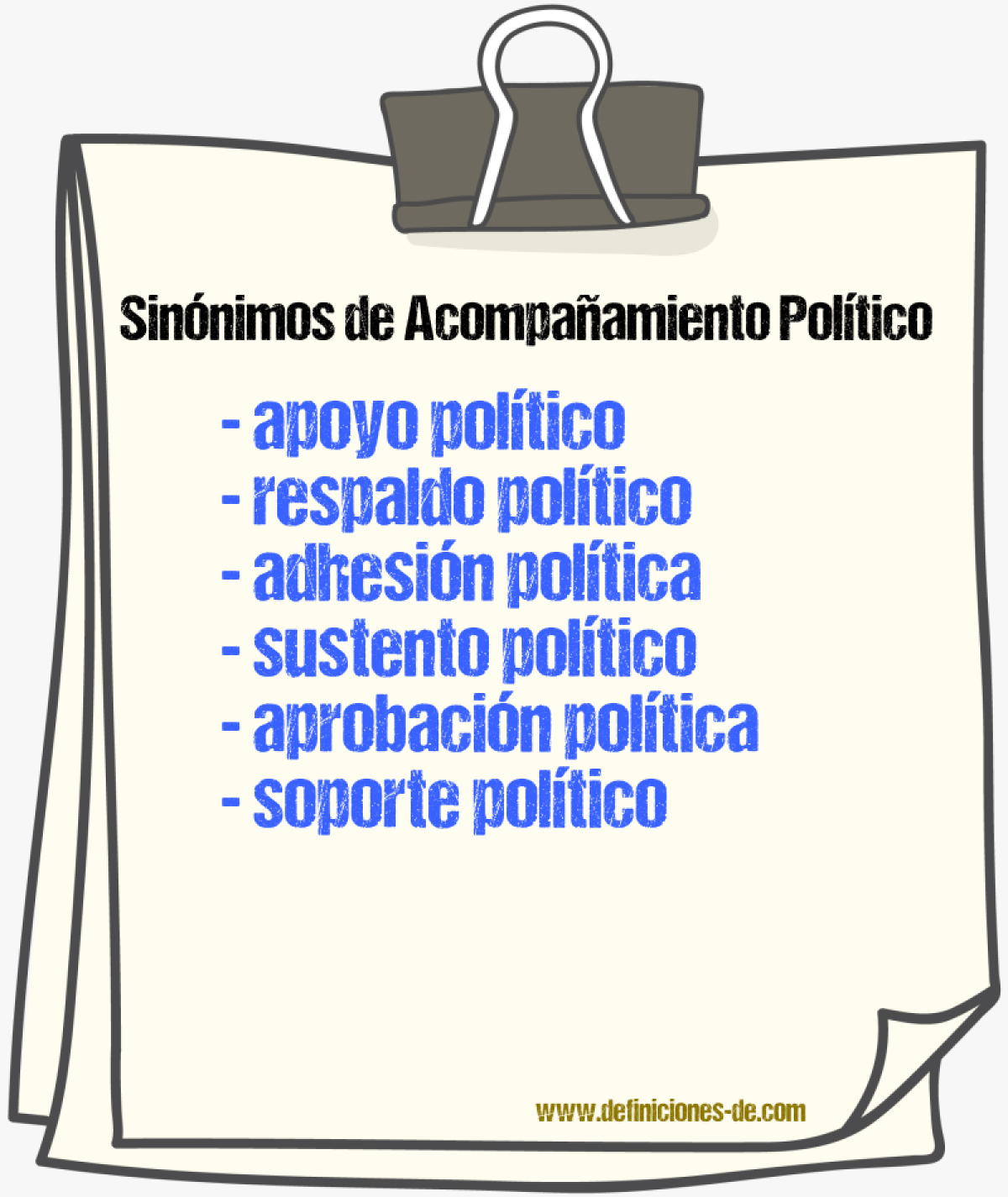 Sinónimos de acompañamiento político