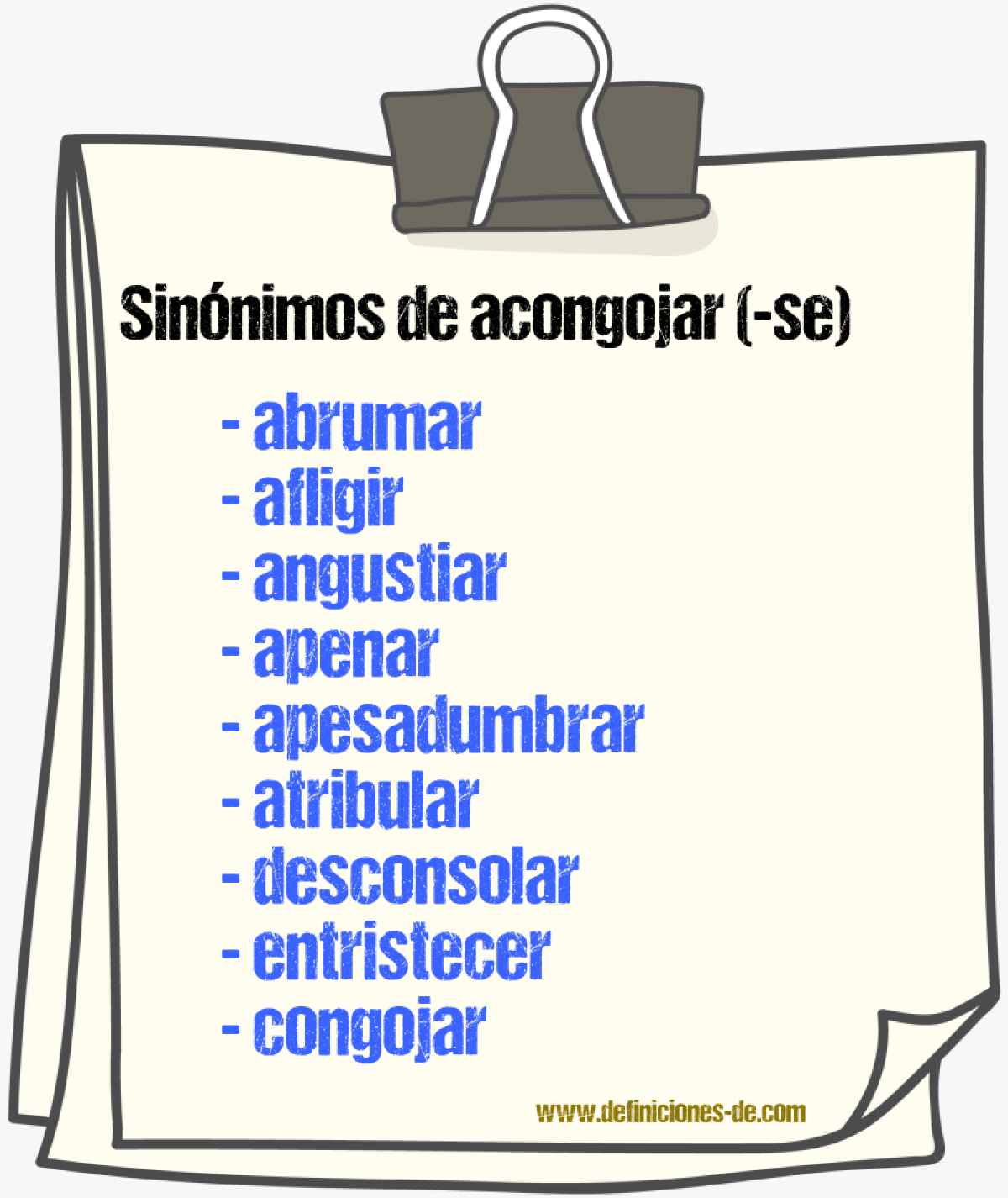 Sinnimos de acongojar