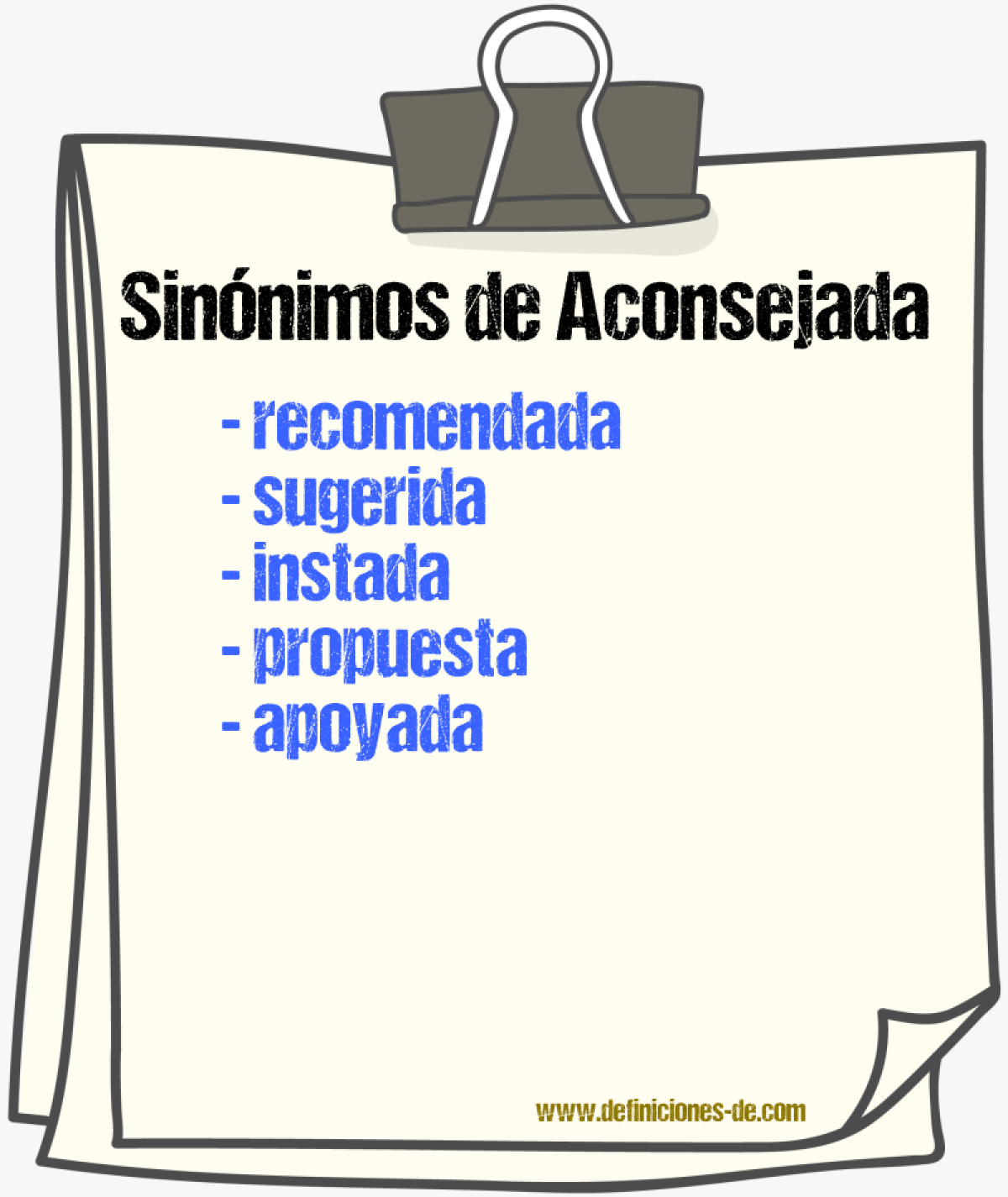 Sinónimos de aconsejada