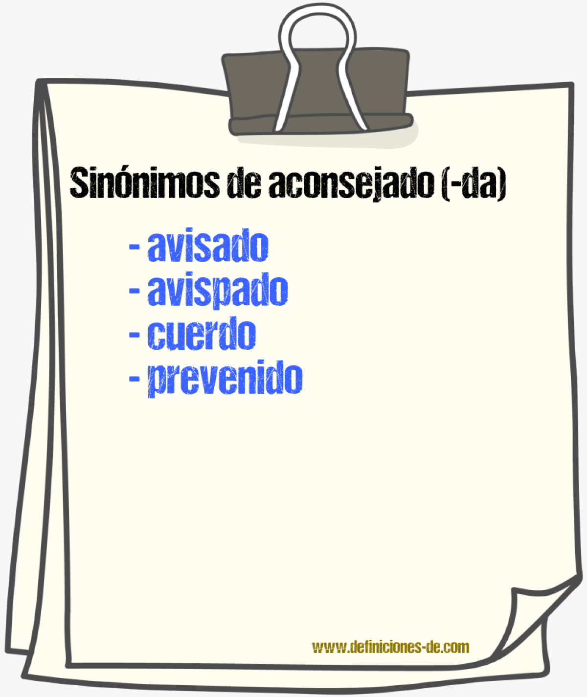 Sinnimos de aconsejado