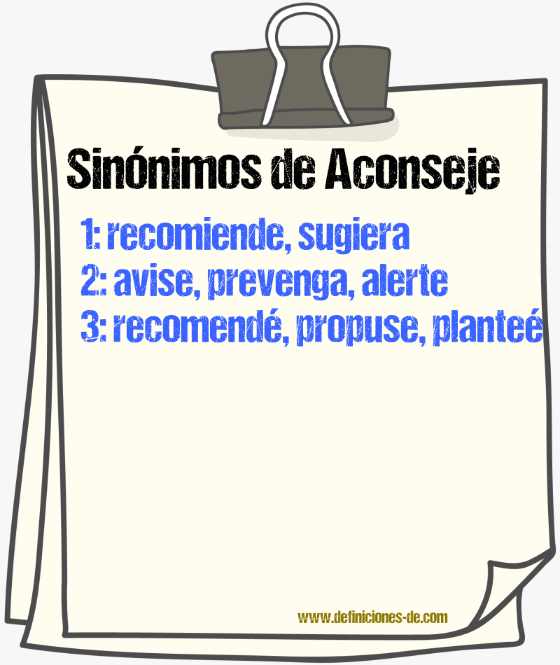 Sinónimos de aconseje