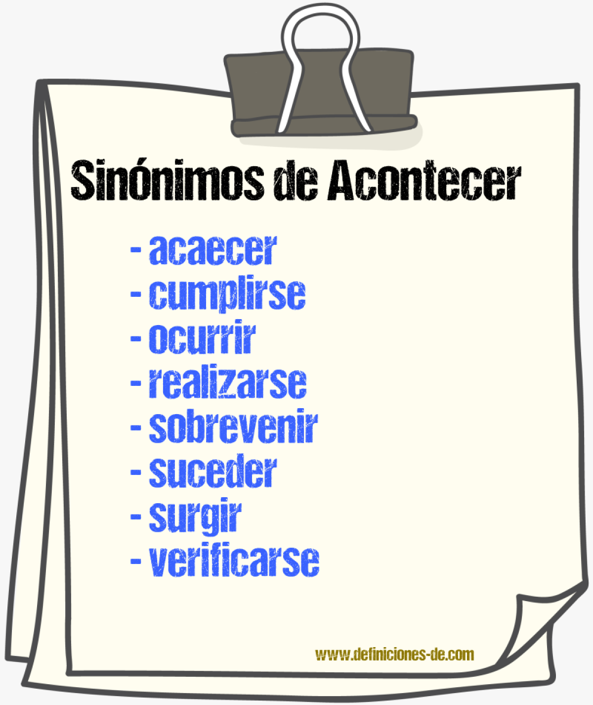 Sinnimos de acontecer