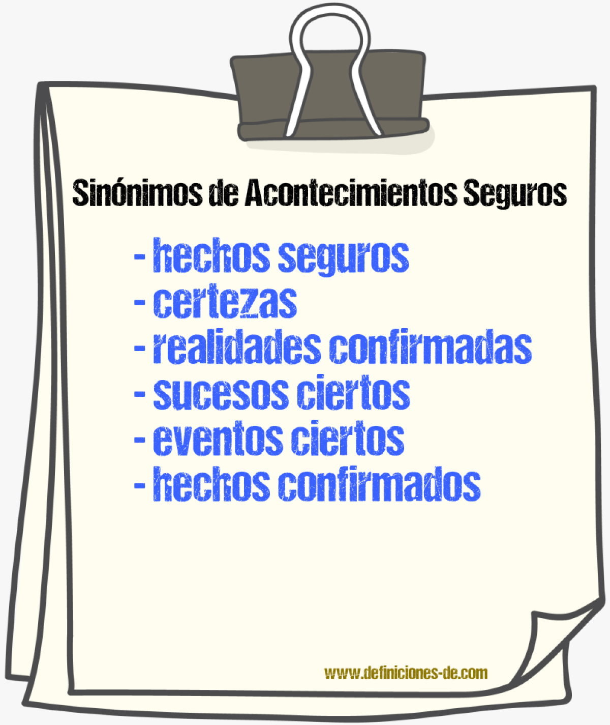 Sinónimos de acontecimientos seguros