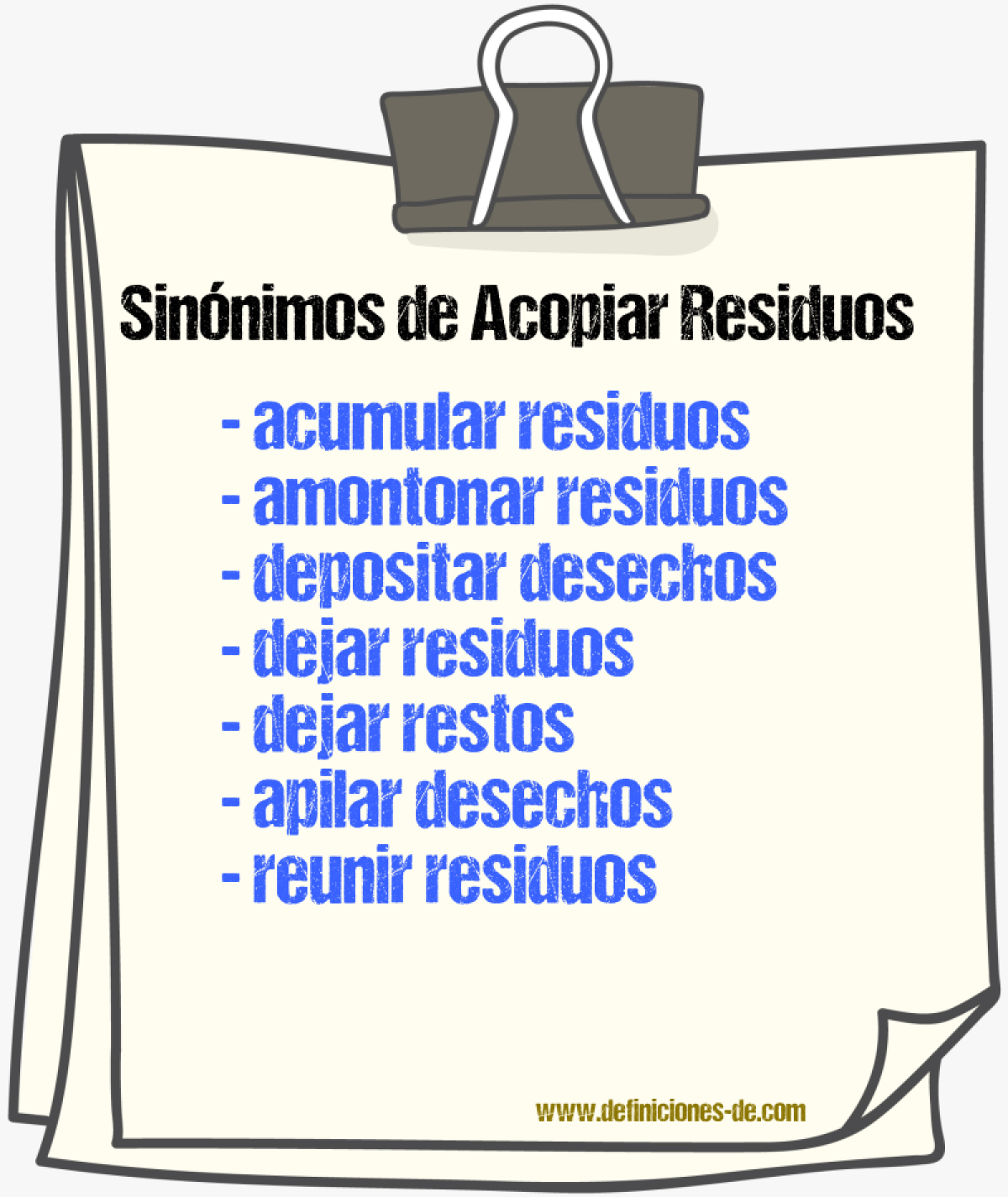 Sinónimos de acopiar residuos