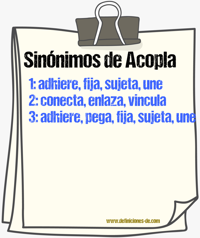 Sinónimos de acopla