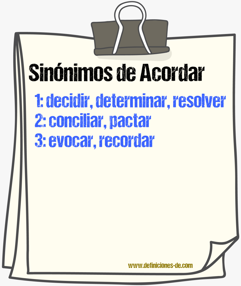 Sinnimos de acordar