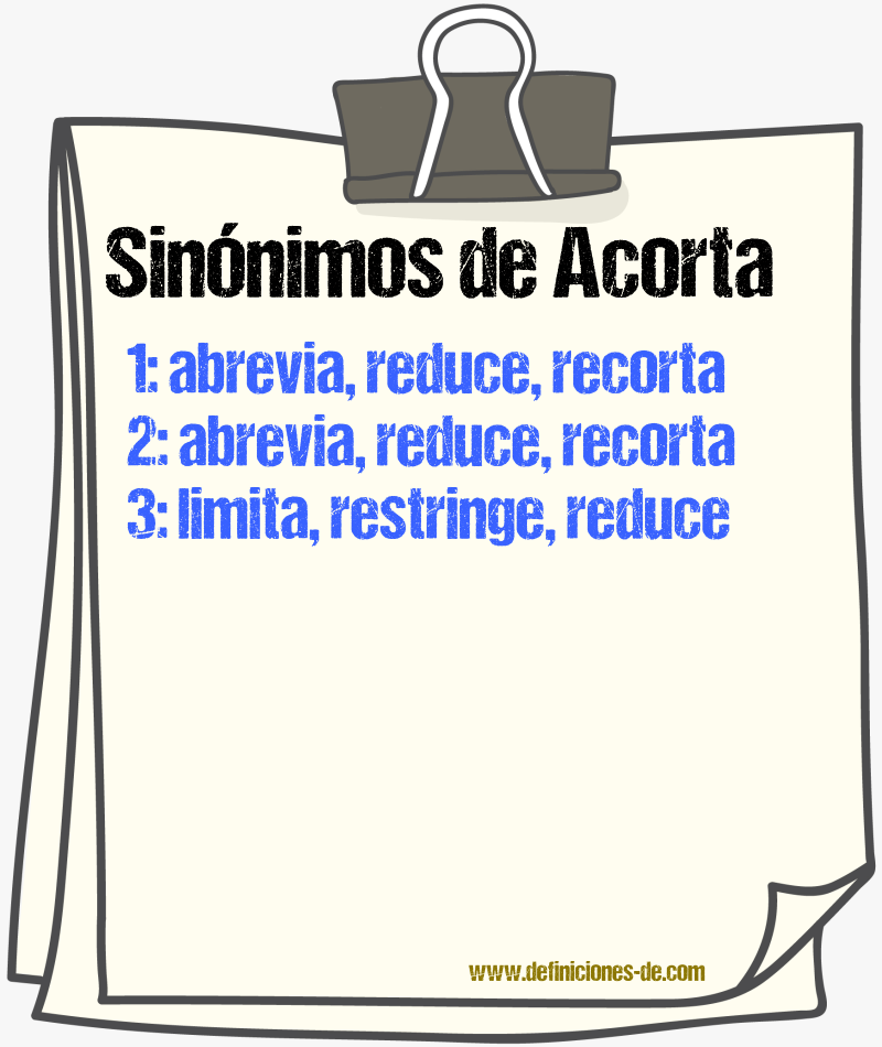 Sinónimos de acorta