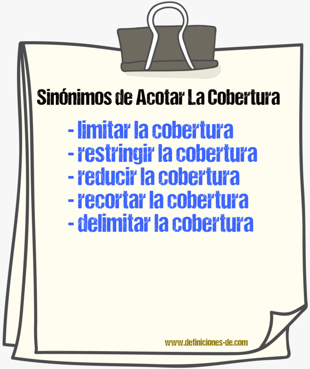 Sinónimos de acotar la cobertura