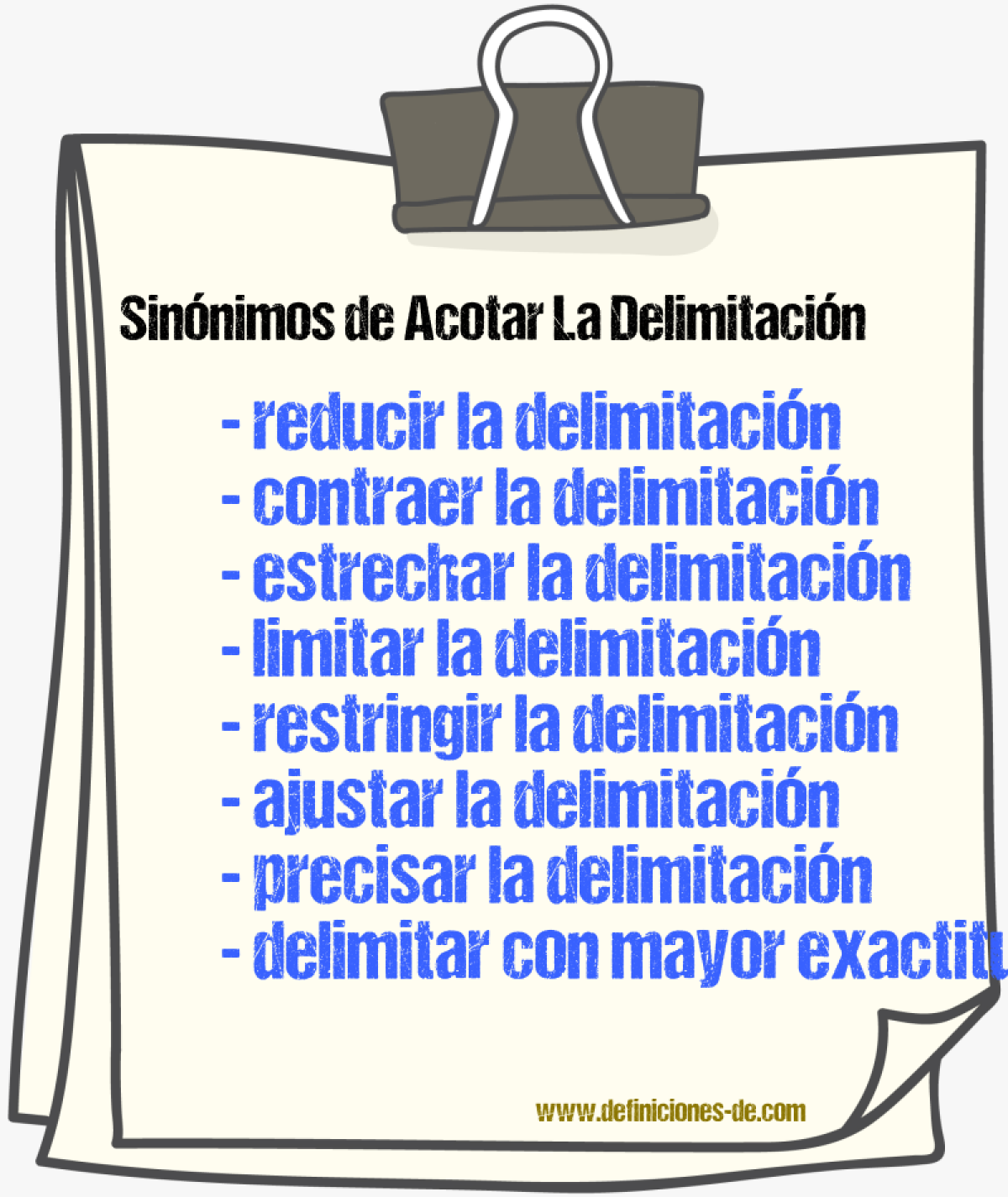 Sinónimos de acotar la delimitación