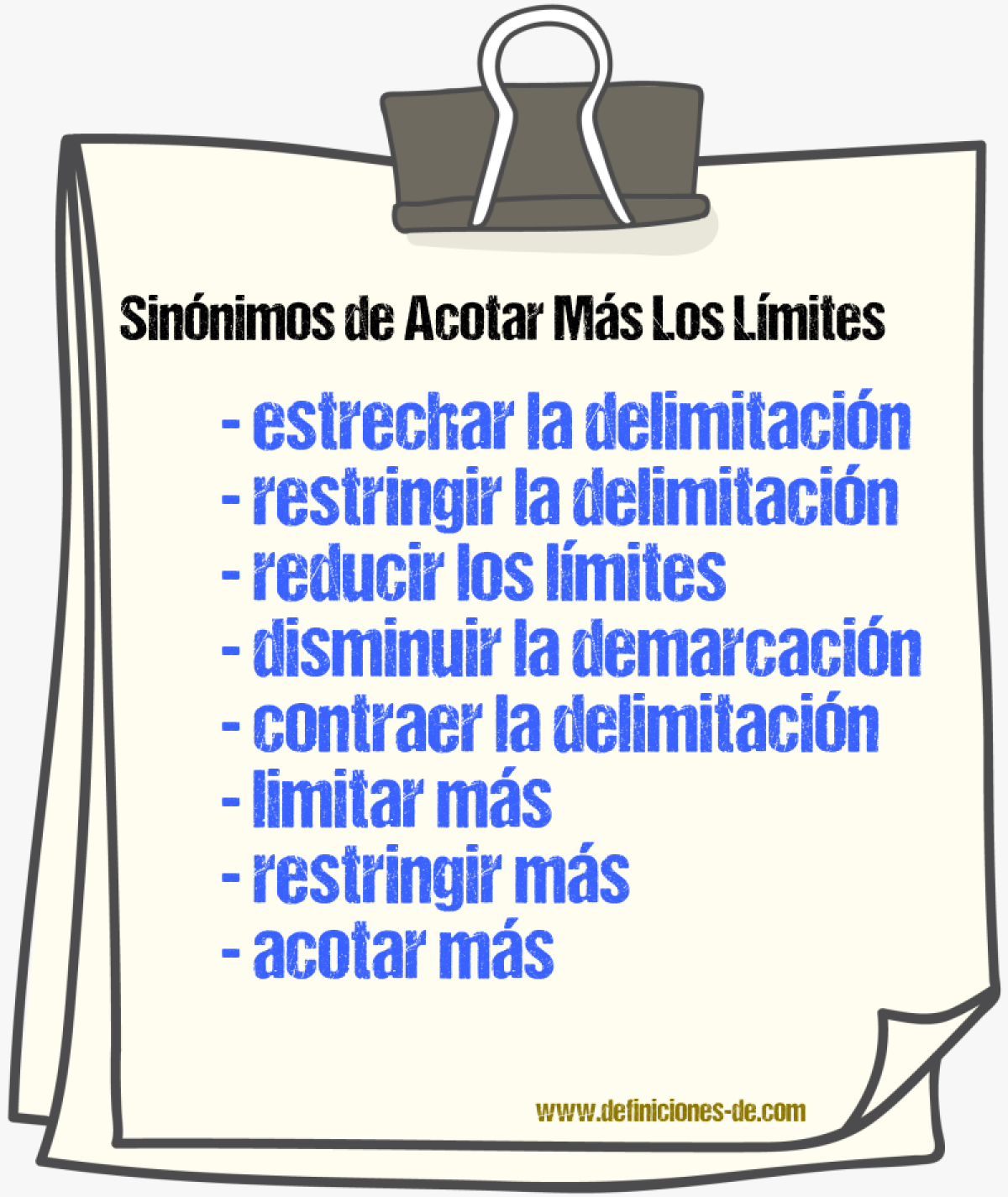 Sinónimos de acotar más los límites