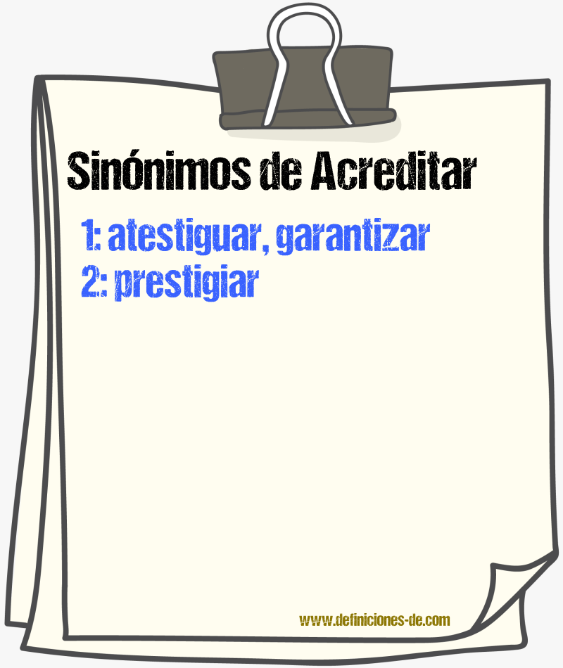 Sinnimos de acreditar