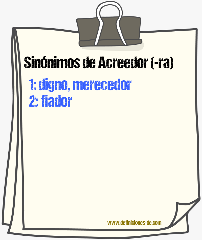 Sinnimos de acreedor