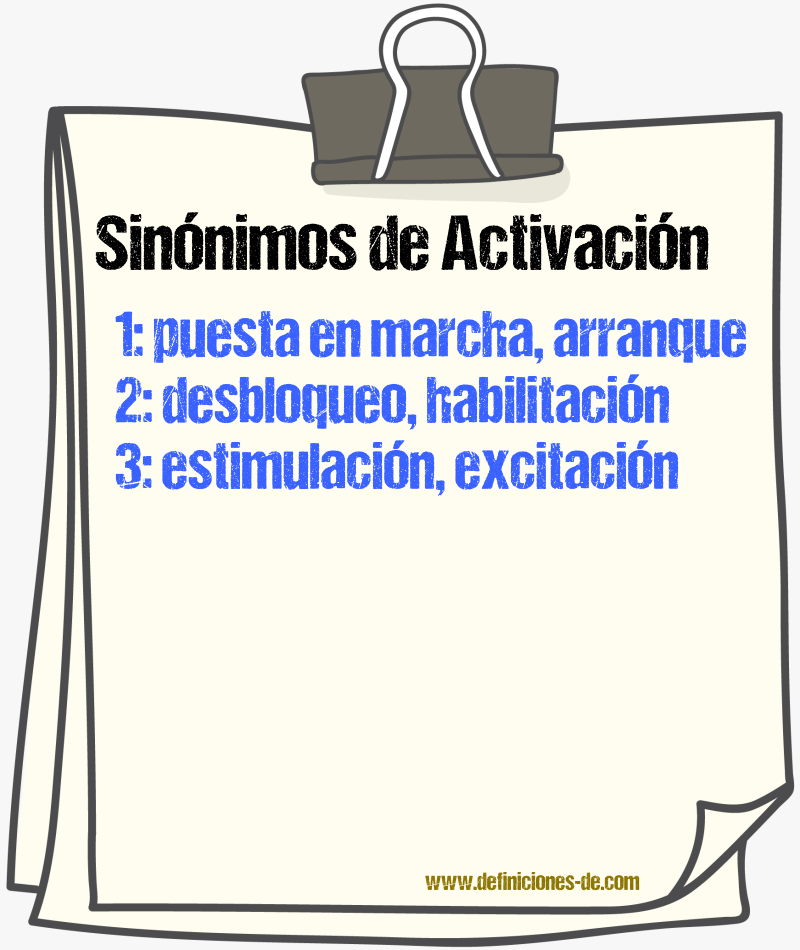 Sinónimos de activación