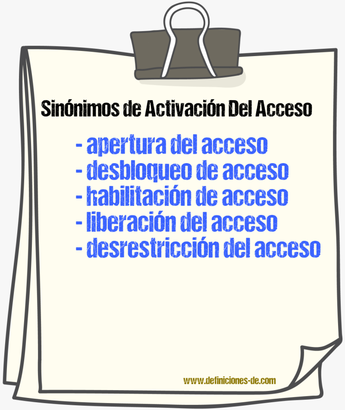 Sinónimos de activación del acceso