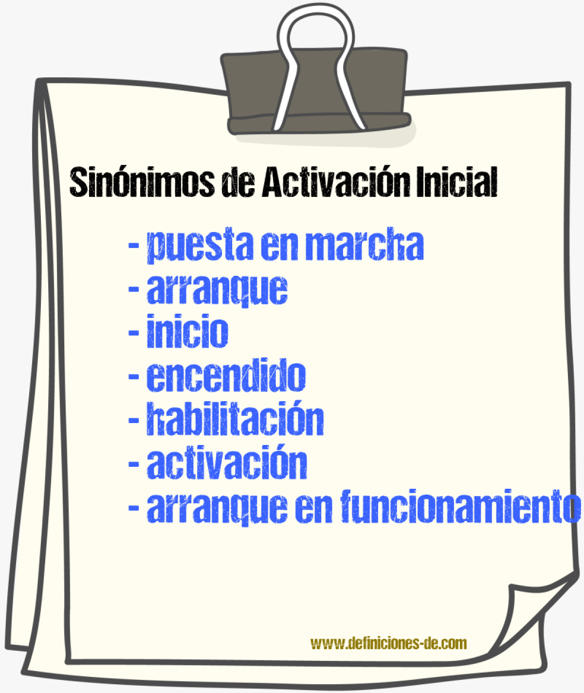 Sinónimos de activación inicial