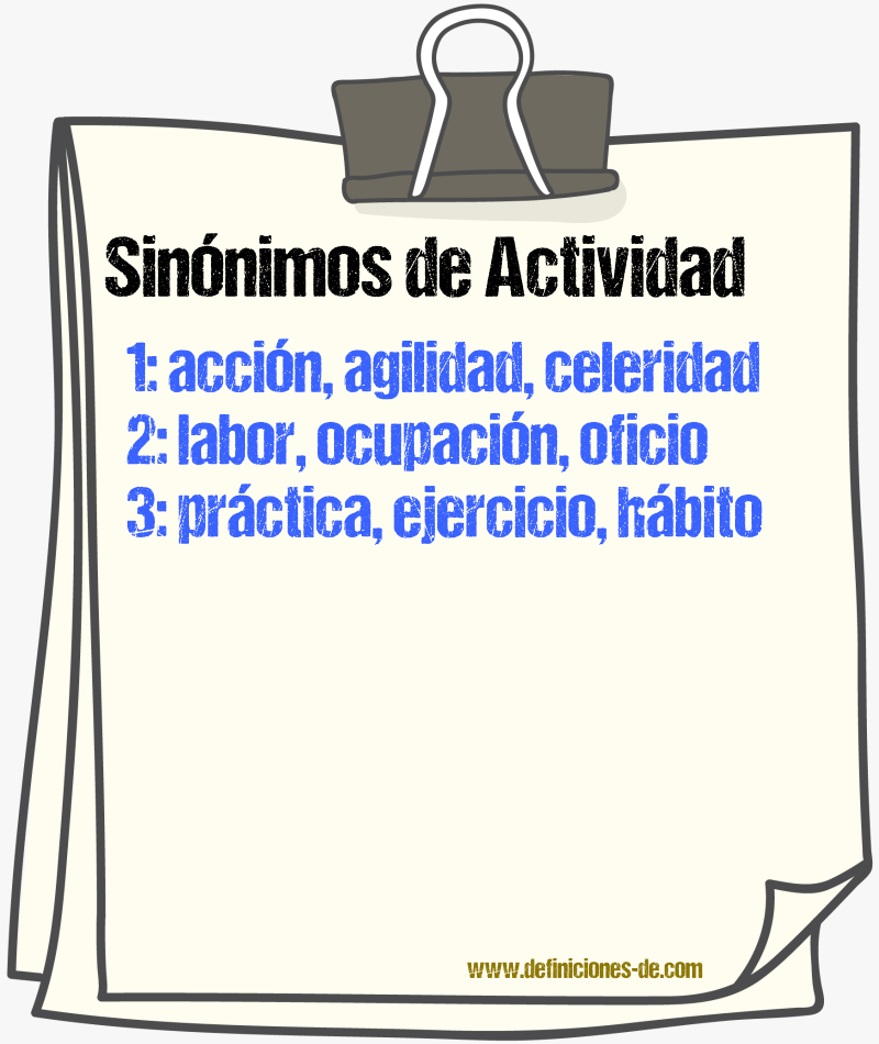 Sinnimos de actividad