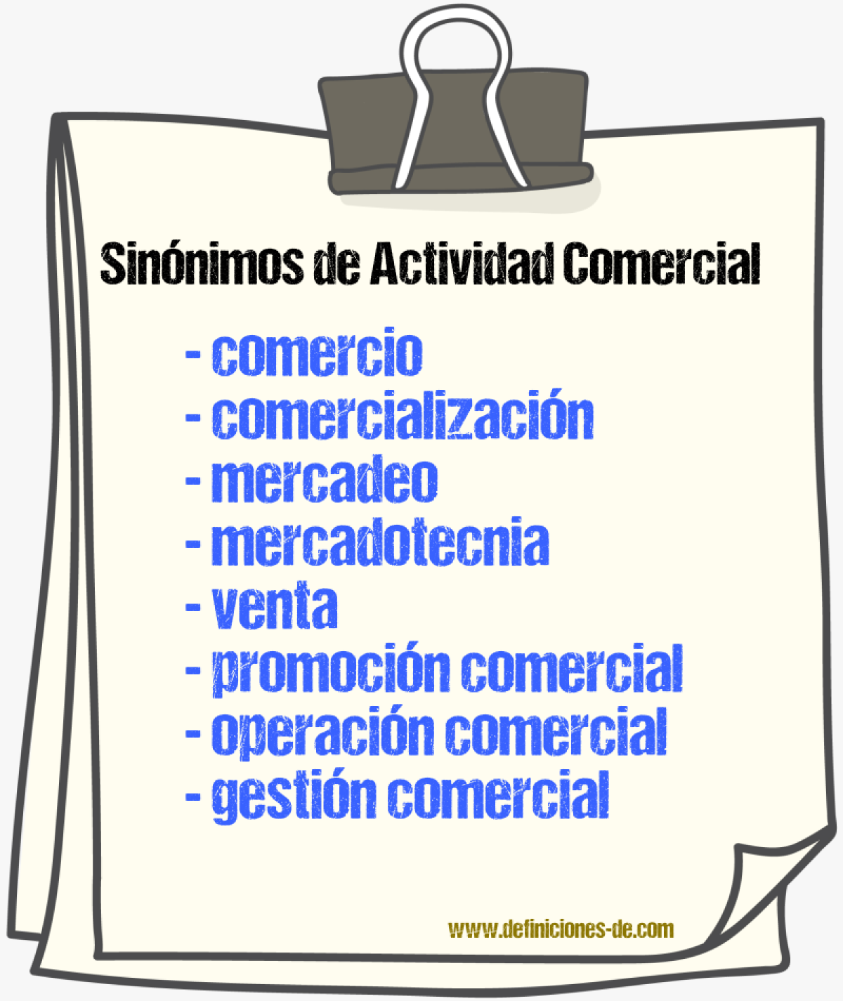 Sinónimos de actividad comercial