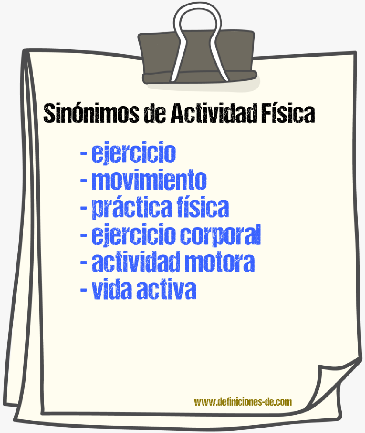 Sinónimos de actividad física