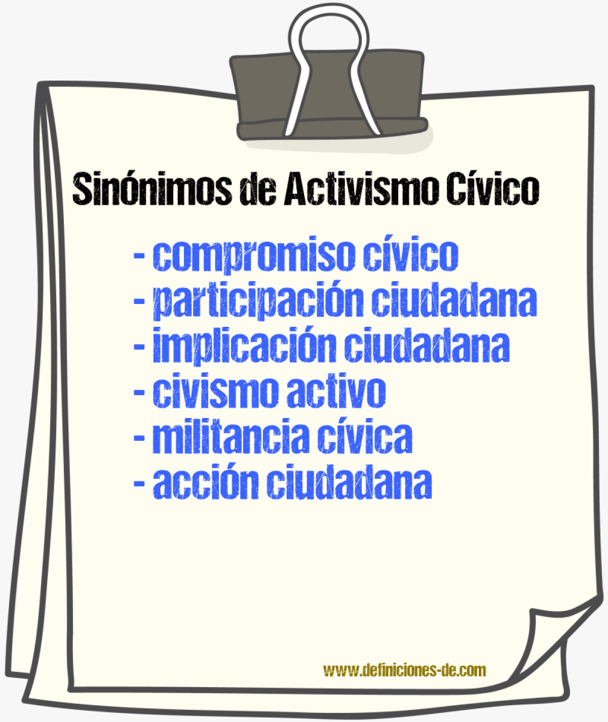 Sinónimos de activismo cívico
