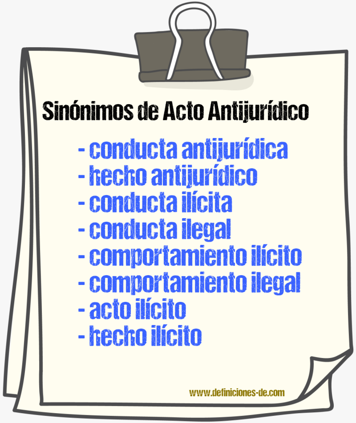 Sinónimos de acto antijurídico
